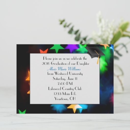 Star Bokeh Afstuderen Kaart (Staand voorkant)