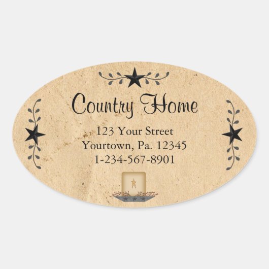 Star Border Candle Oval Sticker (Voorkant)