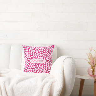 Star Burst Flower Girly Swirly Fuchsia Pillow Kussen