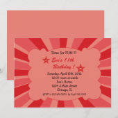 Star Burst - Invitation d'anniversaire rouge (Devant / Derrière)
