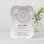 Star Bursts Fireworks Vierde van juli Uitnodiging (Staand voorkant)