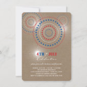 Star Bursts Fireworks Vierde van juli Uitnodiging (Voorkant)