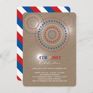 Star Bursts Fireworks Vierde van juli Uitnodiging
