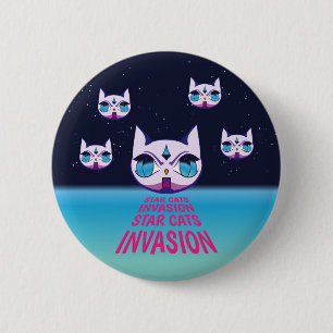 Star Cat Invasion Ronde Button 5,7 Cm