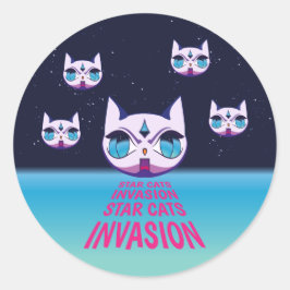Star Cats Invasion Ronde Sticker
