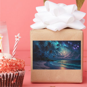 Star Coast, Maldiven, Night Beach Rechthoekige Sticker