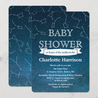 Star Constellations Space Baby shower Kaart