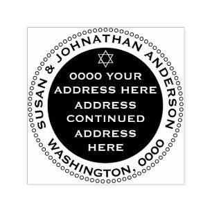 Star david jewish return address round black white  zelfinktende stempel