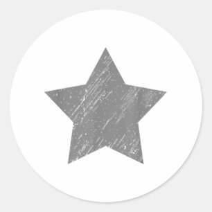 Star Distressed Grey Star Ronde Sticker