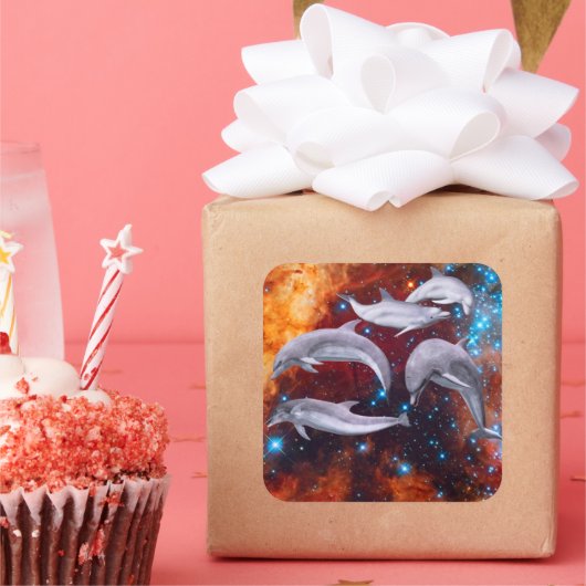 Star Dolphins Vierkante Sticker (Feest)