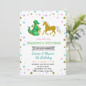 Star dragon unicorn party thema uitnodiging (Staand voorkant)
