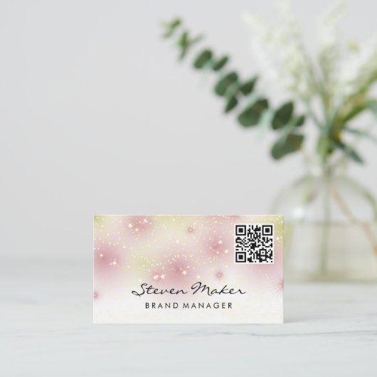 Star Dust Cursive Font | Visitekaartje QR-code (Staand voorkant)