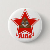 Star Emoji Poo Ronde Button 5,7 Cm (Voorkant)
