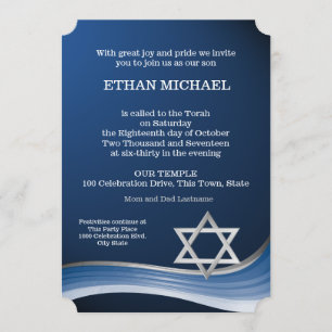 Star en Blue Wave Bar Mitzvah Kaart