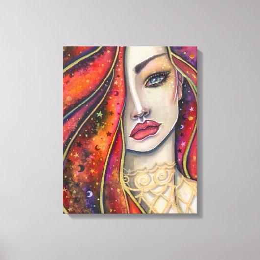 Star Fire Fantasy Vrouw van Molly Harrison Canvas Afdruk (Voorkant)