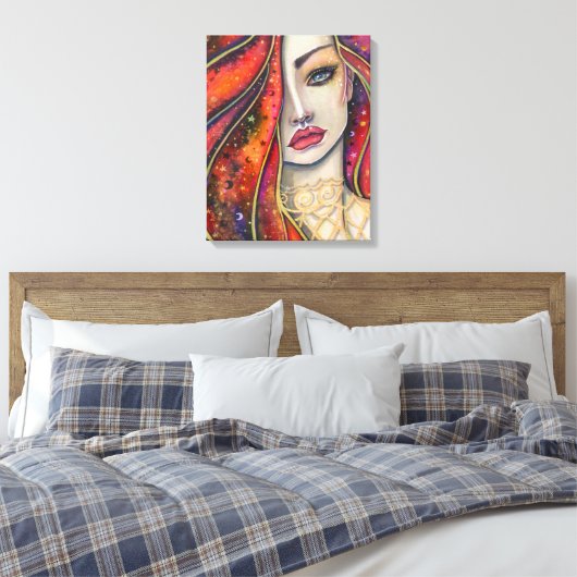 Star Fire Fantasy Vrouw van Molly Harrison Canvas Afdruk (Insitu (Slaapkamer))