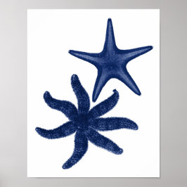 Star Fish Navy Beach Decor Poster