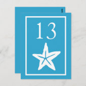 Star Fish Tafelnummers (blauw / wit) (Voorkant / Achterkant)