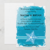 Star Fishand waves - Sky Blue Wedding-uitnodiging Kaart (Voorkant / Achterkant)