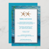 Star Fishes - invitations de mariage bleu (Devant / Derrière)
