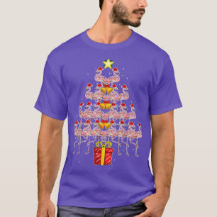 Star Flamingo kerstboom Funny Pink Santa Hat T-shirt