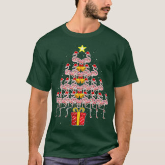 Star Flamingo kerstboom Funny Pink Santa Hat T-shirt