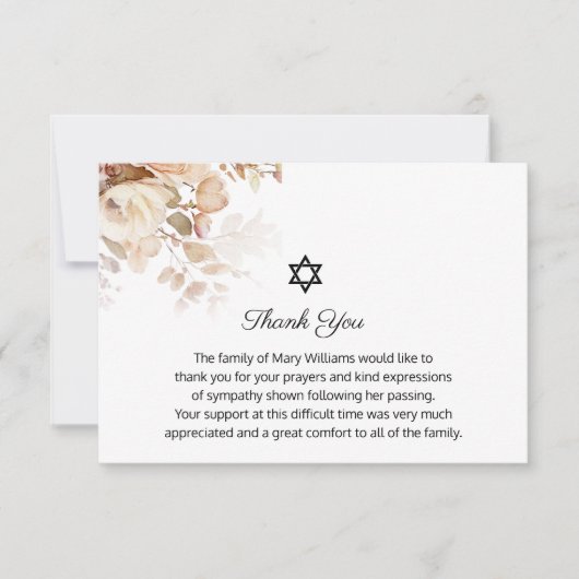 Star funéraire de David Mémorial aquarelle Merci (Devant)