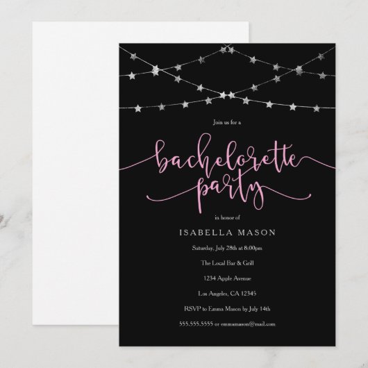 Star Garland| Invitation de la Bachelorette Party (Devant / Derrière)