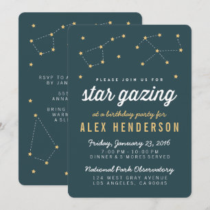 Star Gazing Kids Birthday Party Invitation Kaart