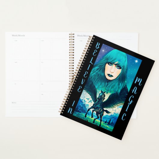 Star Goddess en Black Pegasus Fantasy Abstract Planner (Display)