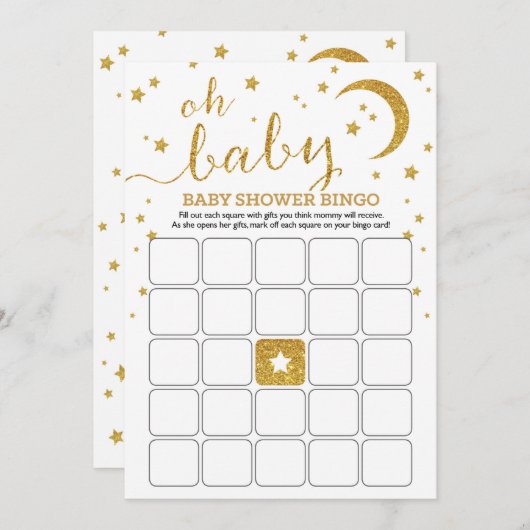 Star Gold Baby Bingo Kaart (Voorkant / Achterkant)