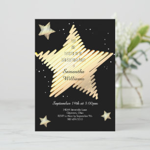 Star Gold Black Sweet Sixteen Birthday Kaart