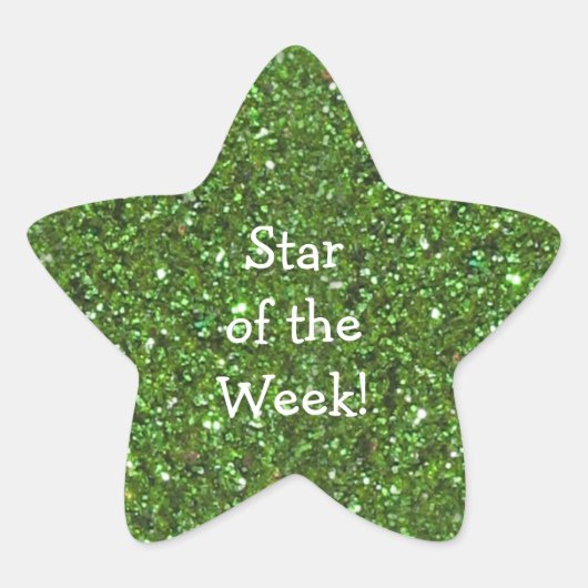 STAR GREEN (Faux) GLITTER STAR OF WEEK STICKERS (Voorkant)
