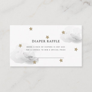 Star & Grey Cloud Baby shower Luier Raffle Ticket Informatiekaartje