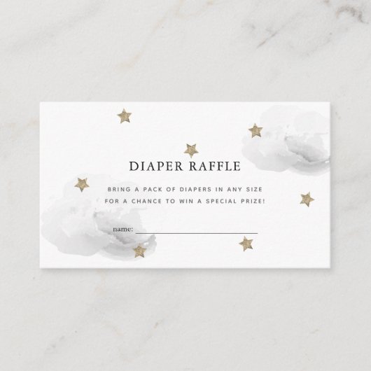 Star & Grey Cloud Baby shower Luier Raffle Ticket Informatiekaartje (Voorkant)