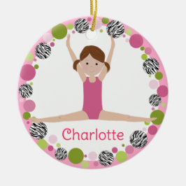 Star Gymnast Bruin Pony Staarten in Pinks Keramisch Ornament