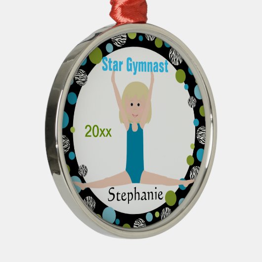 Star Gymnast Keepomwille Aqua en Green Metalen Ornament (Rechts)