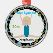 Star Gymnast Keepomwille Aqua en Green Metalen Ornament (Voorkant)