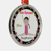 Star Gymnast Keepomwille Pink en Green Metalen Ornament (Rechts)