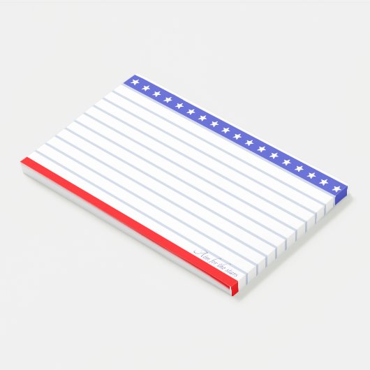 Star Header op Blauw Rood & Wit Gelijnd Post-it® Notes (Schuin)