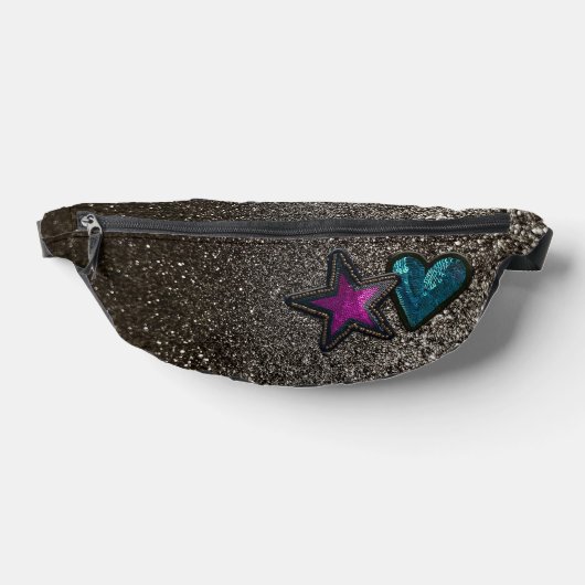 Star Heart Patches Parties scintillant noir et bla (Poser)