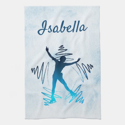 Star ice Skater Towel blade gradiënt blauw Theedoek (Verticaal)