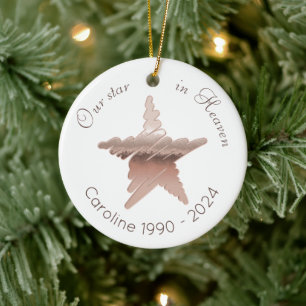 Star in Heaven Remembrance roos gouden ster wit Keramisch Ornament