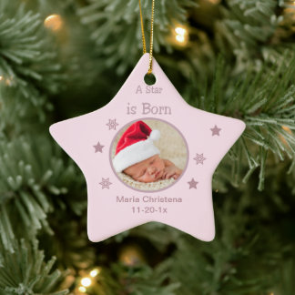 Star is geboren op speciaal foto-Ornament (roze) Keramisch Ornament