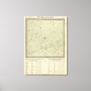 Star-kaart van de Zuid-poolregio Canvas Afdruk