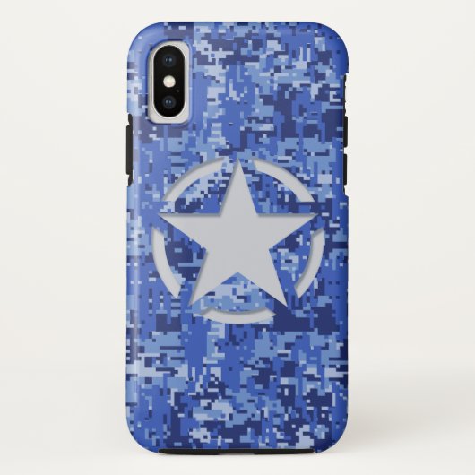 Star Label Decal Navy Blue Camo Case-Mate iPhone Case (Achterkant)