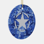 Star Label Decal Navy Blue Camo Keramisch Ornament (Rechts)