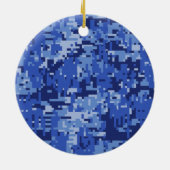 Star Label Decal Navy Blue Camo Keramisch Ornament (Achterkant)