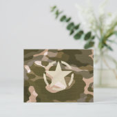 Star-Label op Burlap Camouflage Style Briefkaart (Staand voorkant)