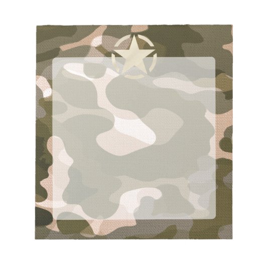 Star-Label op Burlap Camouflage Style Notitieblok (Voorkant)